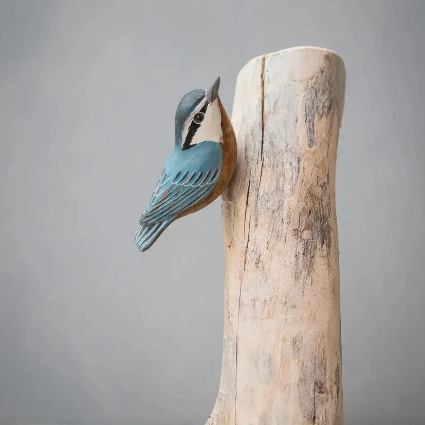 Hand Carved Wood Red Breasted Nuthatch