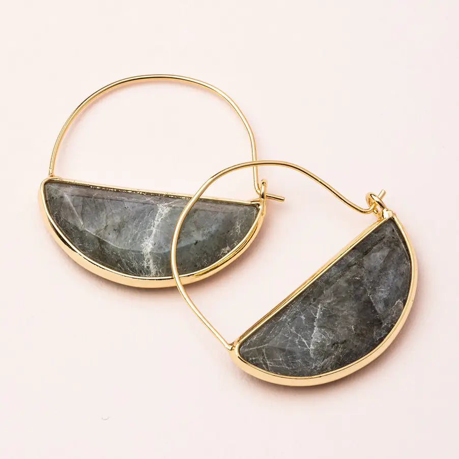 Stone Prism Hoop Earrings