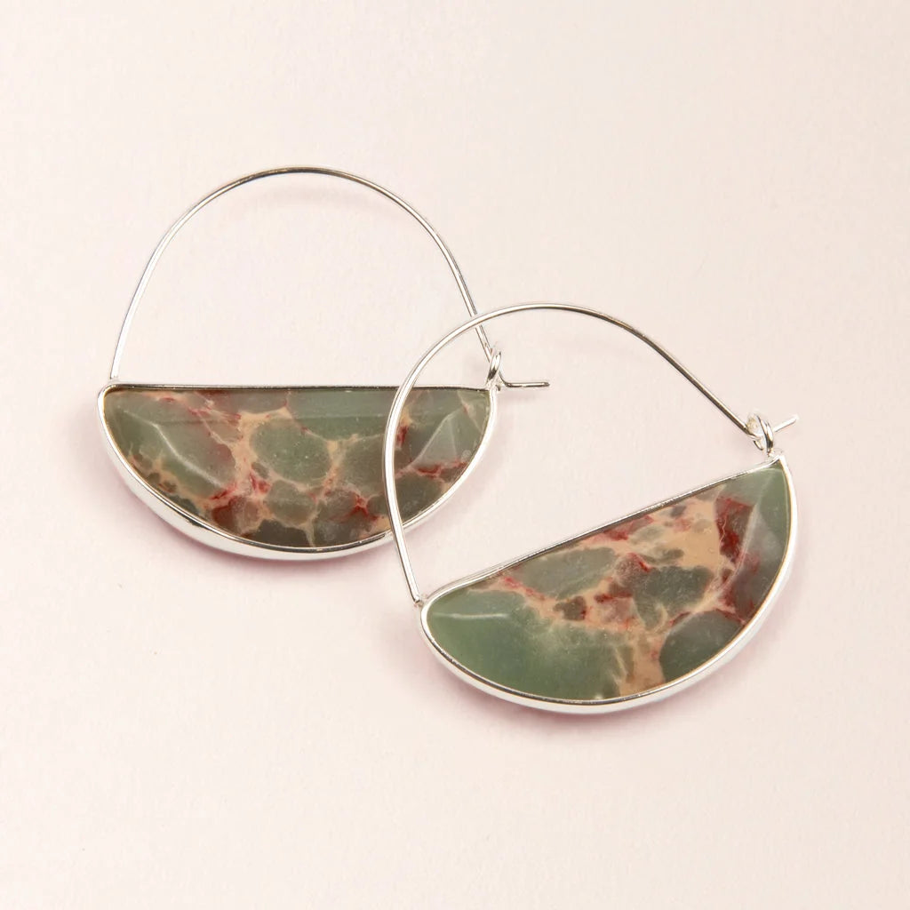 Stone Prism Hoop Earrings