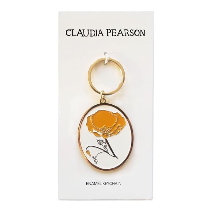 California Poppy Enamel Keychain