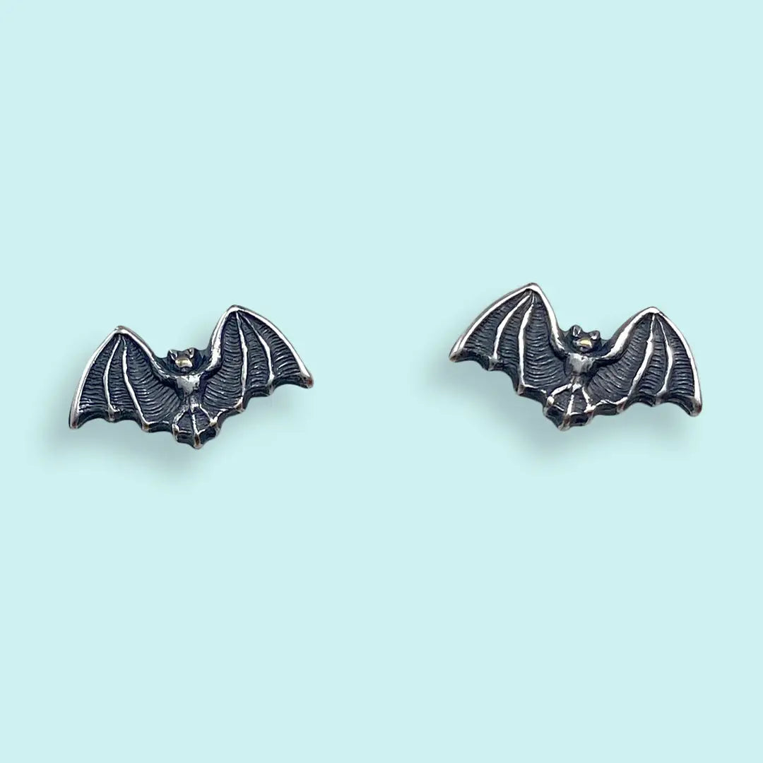 Antique Gold Bat Stud Earrings