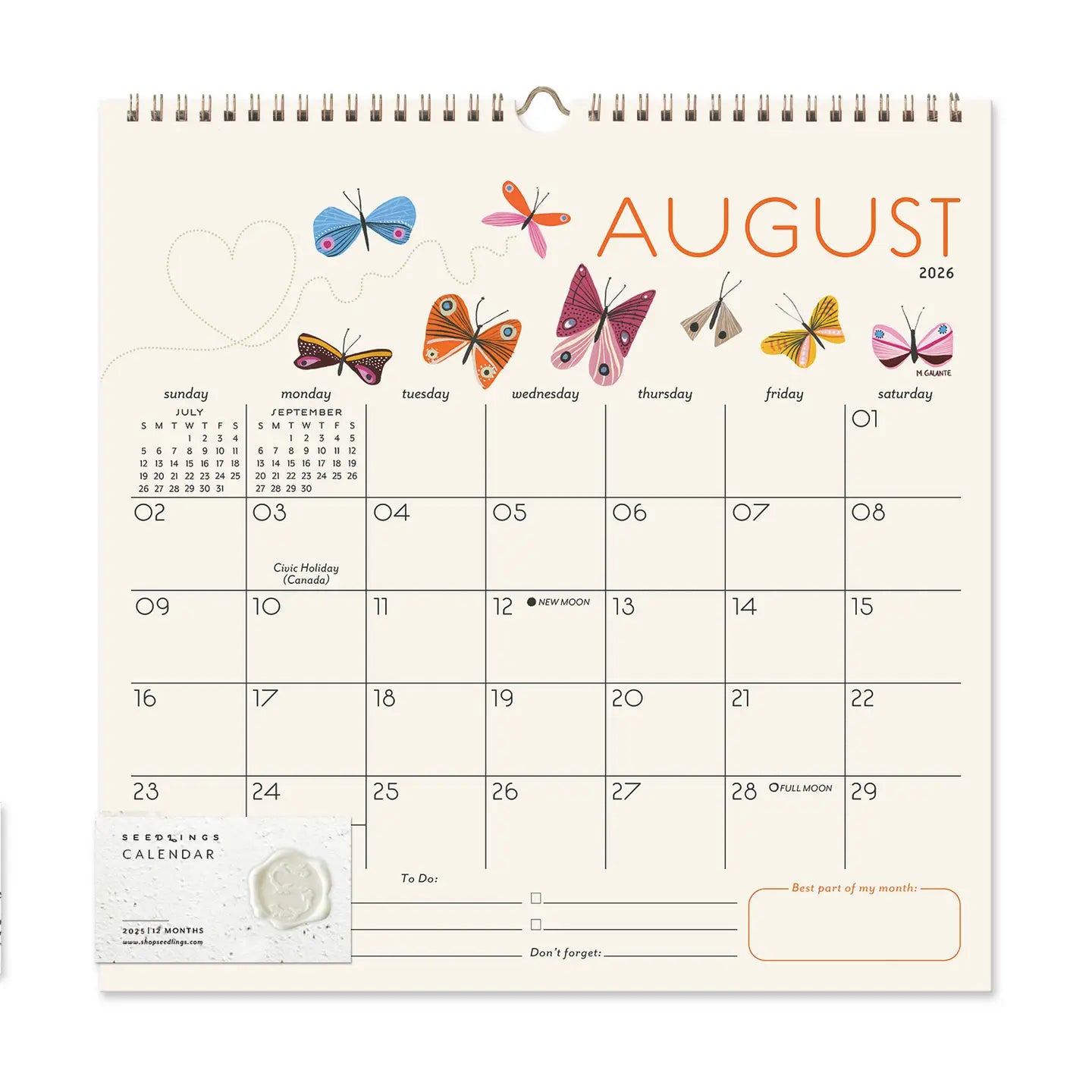 Garden Party 12 Month Classic Grid Calendar