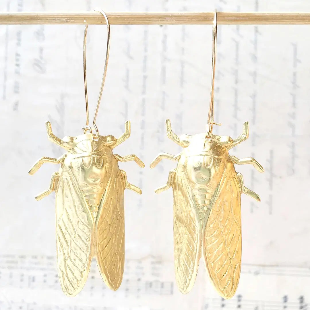 Gold Cicada Earrings