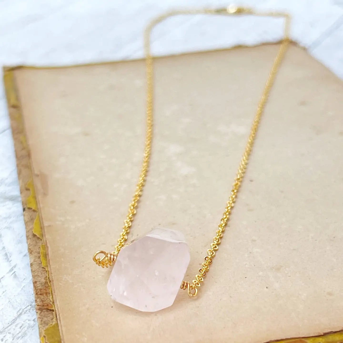 Rose Quartz Nugget Necklace