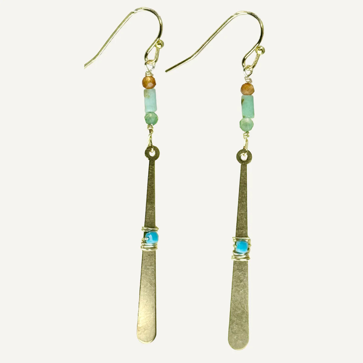 Long Drop with Mixed Stones Earrings