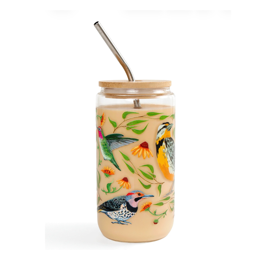 Feathered Friends Birds Glass Can