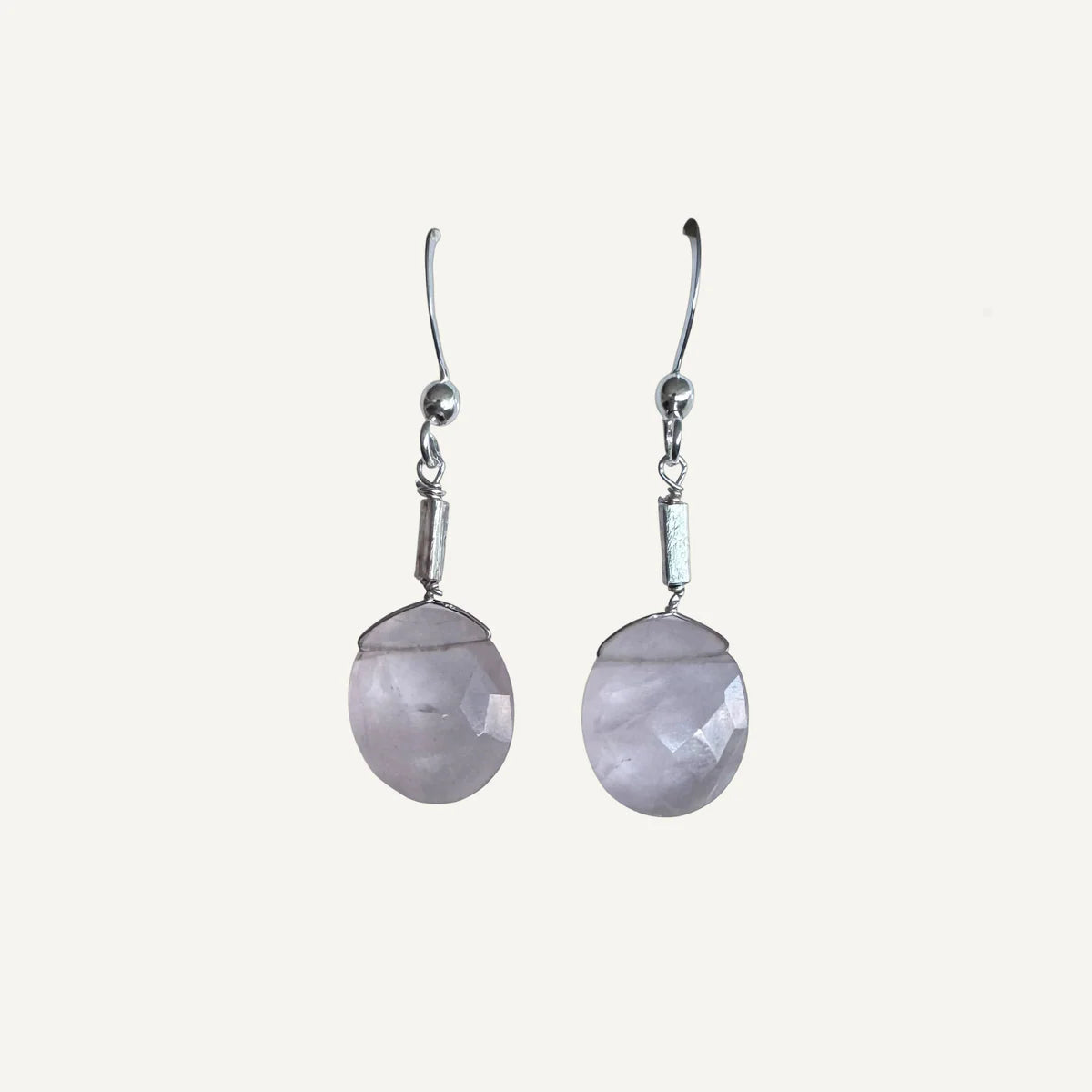 Hill Tribe Silver Oval Gem Earrings
