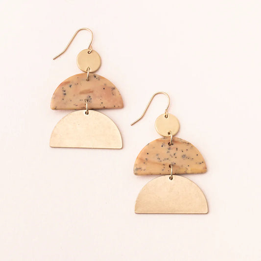 Half Moon Petrified Wood Earrings