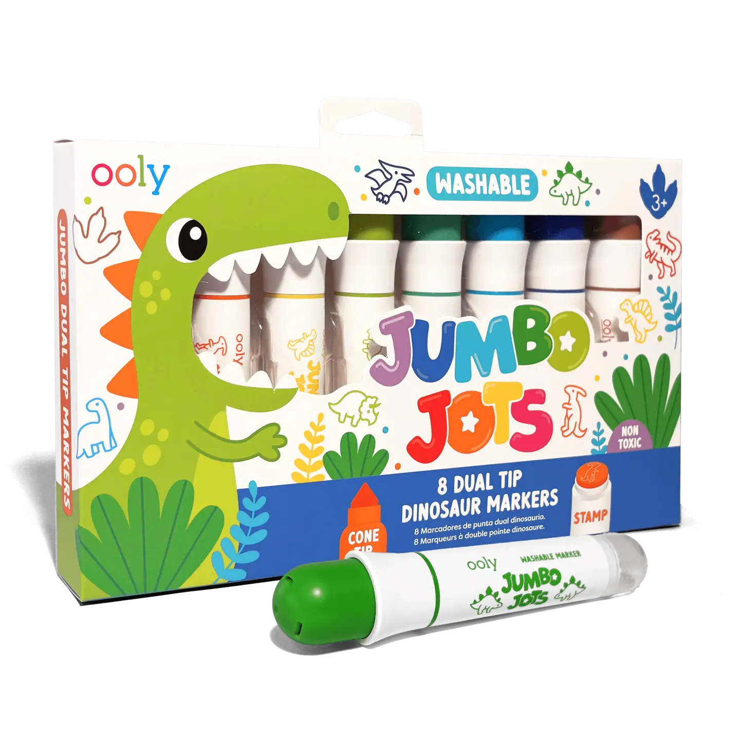 Jumbo Jots Dual Tip Dinosaur Stamp Markers, Set of 8