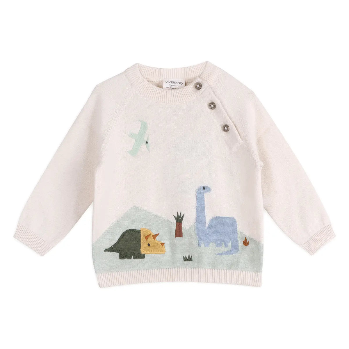 Dino Jacquard Baby Knit Pullover