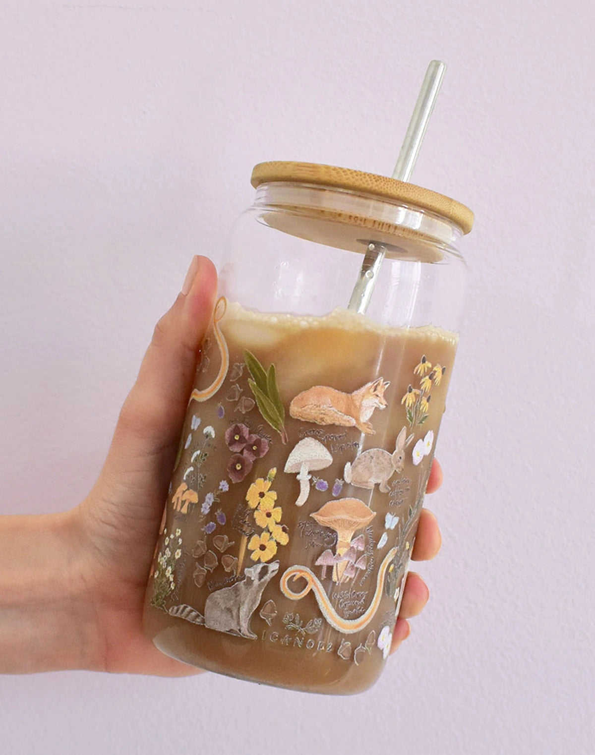 Midnight Flora & Fauna Glass Can