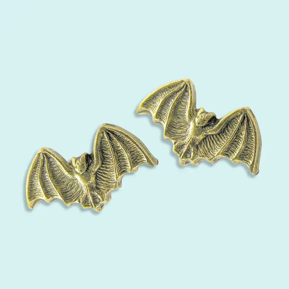 Antique Gold Bat Stud Earrings