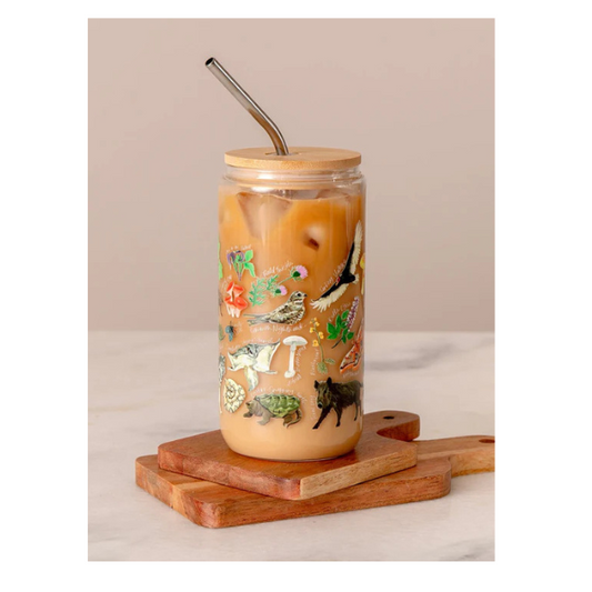 Midnight Flora & Fauna Glass Can