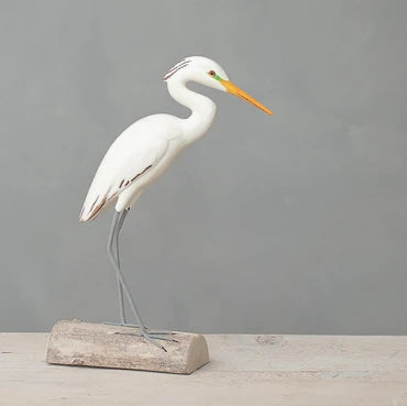 Hand Carved Wood Egret