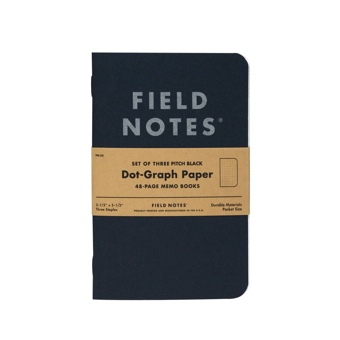 Pitch Black Dot-Graph Memo Book 3-Packs