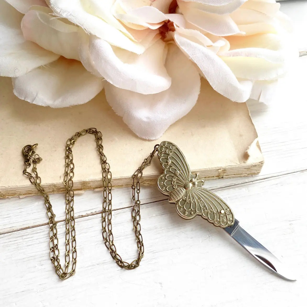 Butterfly Folding Pocket Knife Necklace