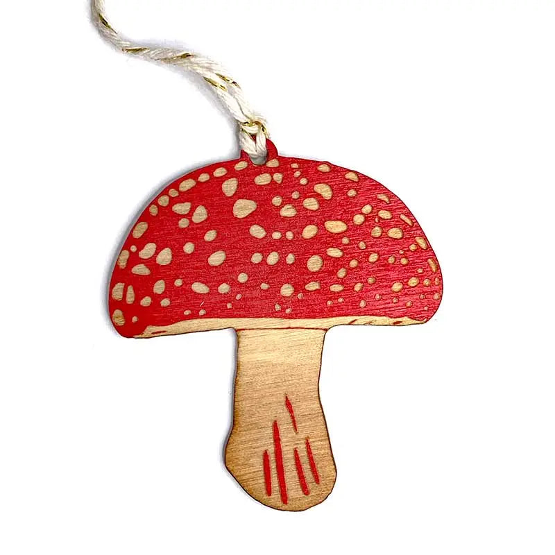 Wooden Mushroom Ornament