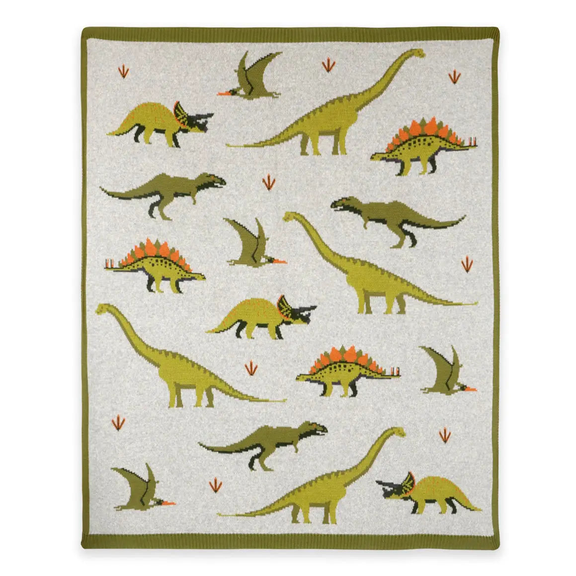 Green Dinosaur Organic Knit Baby Blanket