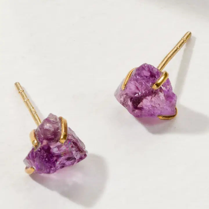 Raw Gem Post Earrings