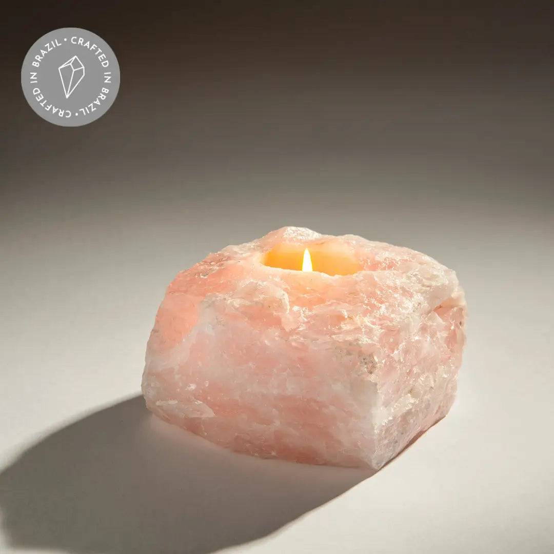 Rose Quartz Crystal Candle Holder