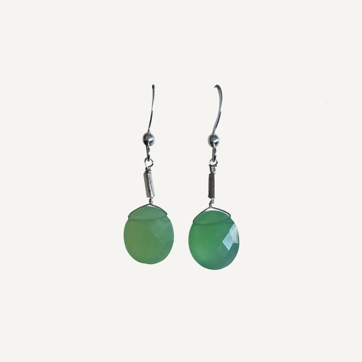 Hill Tribe Silver Oval Gem Earrings