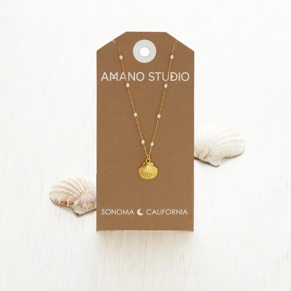 Scallop Shell and Pearl Necklace