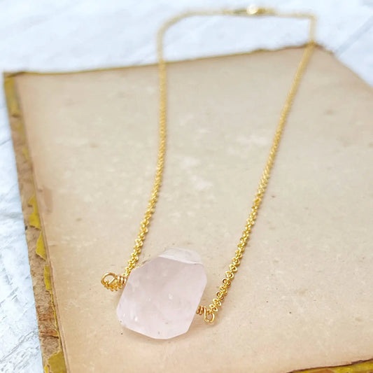 Rose Quartz Nugget Necklace