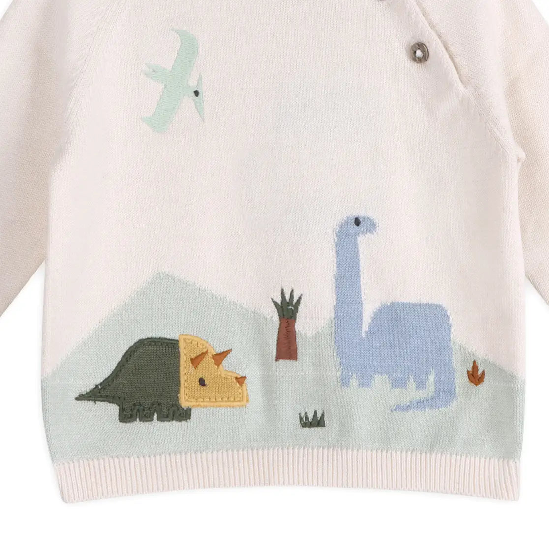 Dino Jacquard Baby Knit Pullover