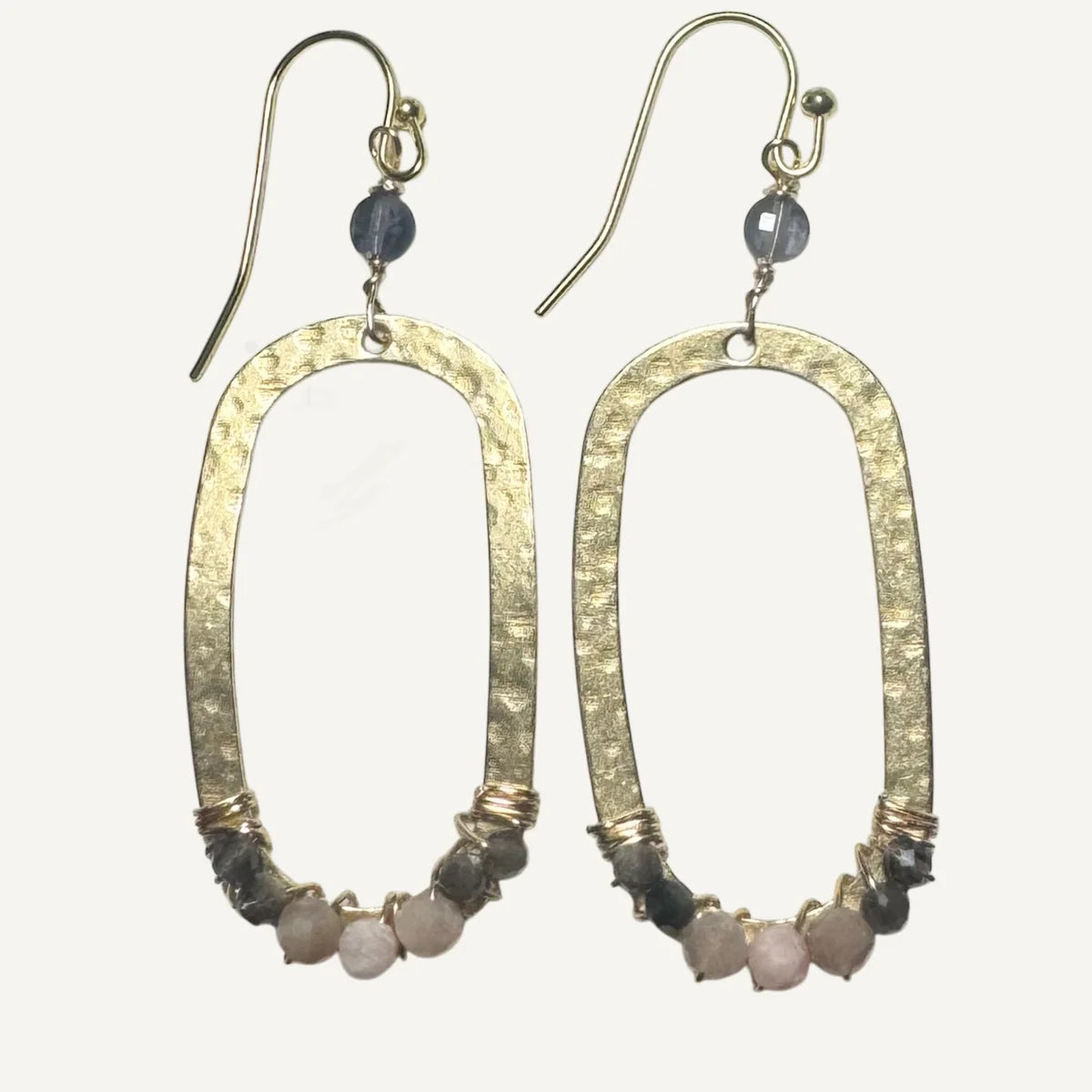 Gold Hammered Woven Oval Earrings