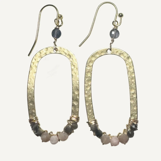 Gold Hammered Woven Oval Earrings