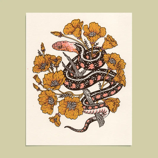 Snake and Poppies Print